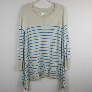 L Love Tan Striped Light Weight Sweater